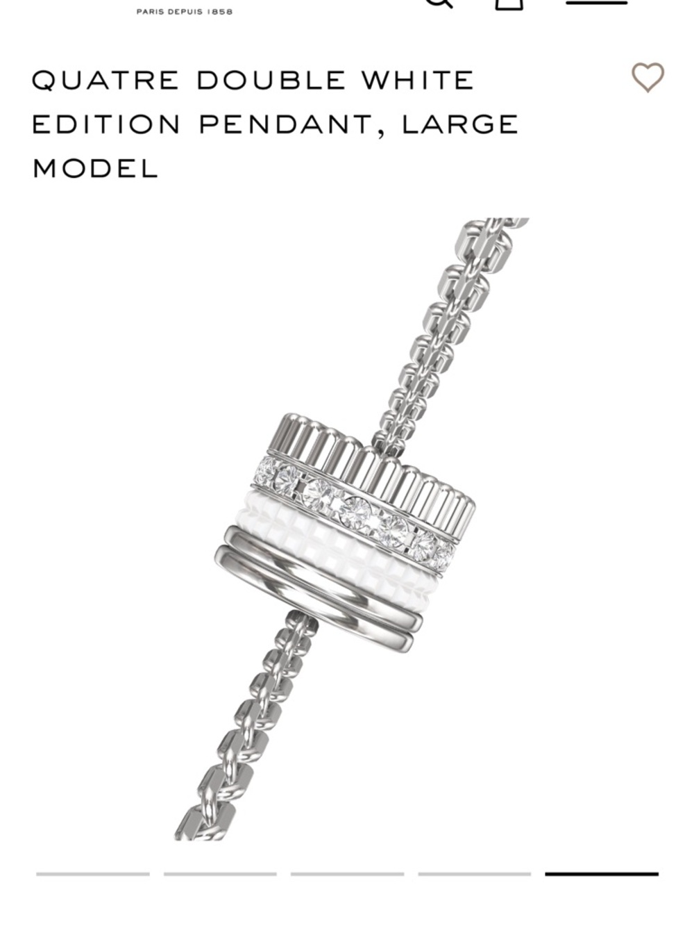 Boucheron Quatre 18K White Gold, HyCeram Diamond Large Pendant Necklace - Picture 7 of 16